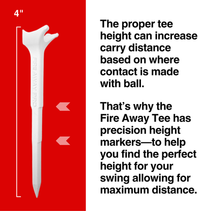 Fire Away Tee Pro measuring a full 4 inches with precision height markers